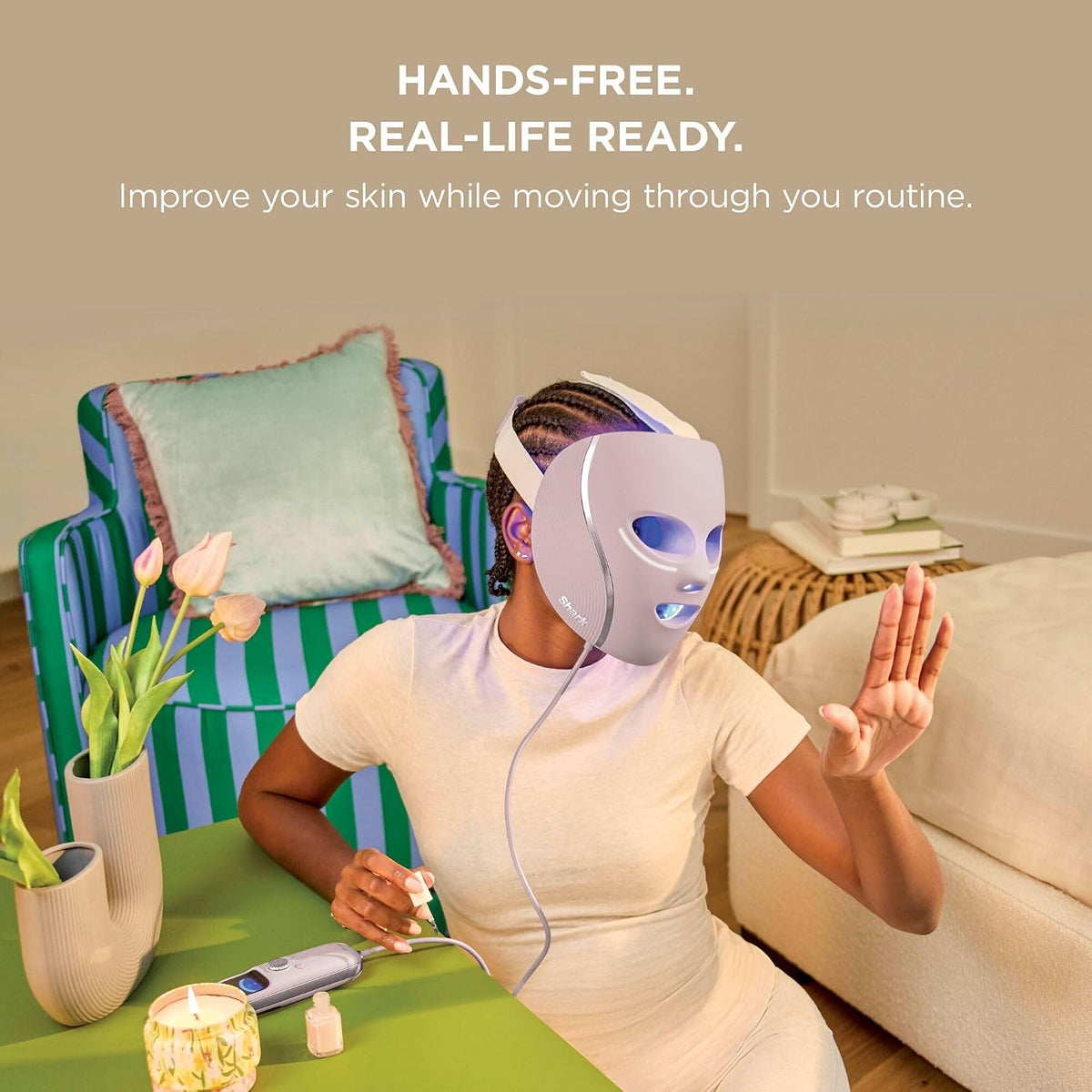 CryoGlow LED Face Mask with Under-Eye Cooling